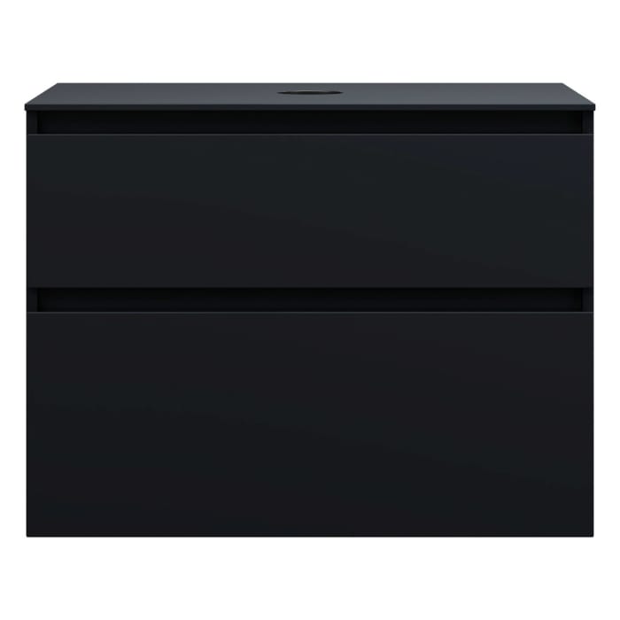 burgbad Lin20 Waschtischunterschrank mit Konsolenplatte 80 cm, 2 Auszüge, Beckenausschnitt mittig