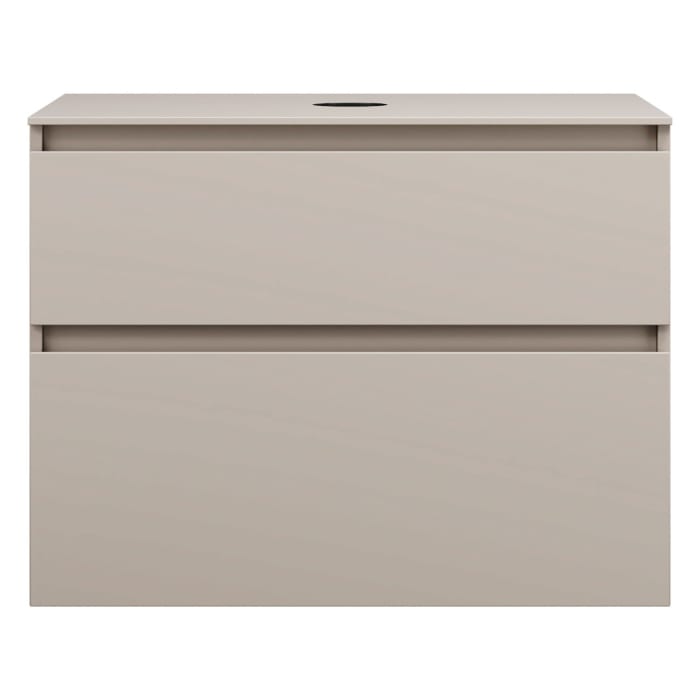 burgbad Lin20 Waschtischunterschrank mit Konsolenplatte 80 cm, 2 Auszüge, Beckenausschnitt mittig