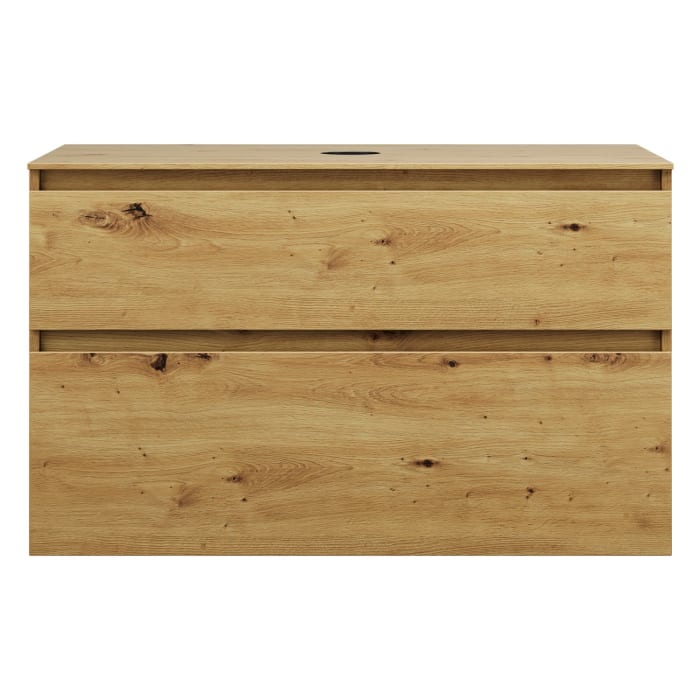 burgbad Lin20 Waschtischunterschrank mit Konsolenplatte 100 cm, 2 Auszüge, Beckenausschnitt mittig