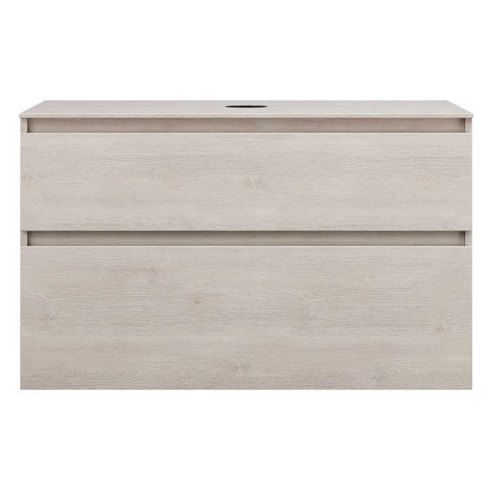 burgbad Lin20 Waschtischunterschrank mit Konsolenplatte 100 cm, 2 Auszüge, Beckenausschnitt mittig