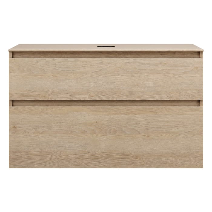 burgbad Lin20 Waschtischunterschrank mit Konsolenplatte 100 cm, 2 Auszüge, Beckenausschnitt mittig