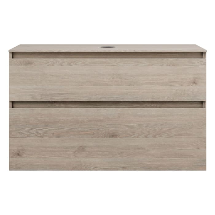 burgbad Lin20 Waschtischunterschrank mit Konsolenplatte 100 cm, 2 Auszüge, Beckenausschnitt mittig