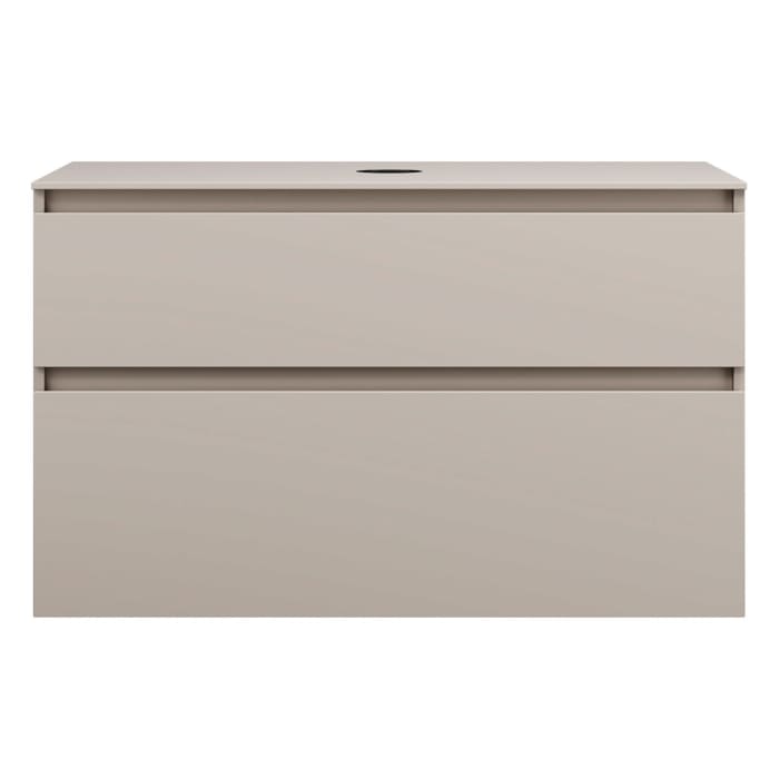 burgbad Lin20 Waschtischunterschrank mit Konsolenplatte 100 cm, 2 Auszüge, Beckenausschnitt mittig