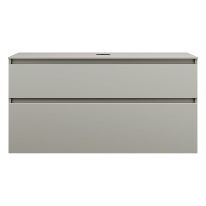 burgbad Lin20 Waschtischunterschrank mit Konsolenplatte 120 cm,  2 Auszüge, Beckenausschnitt mittig