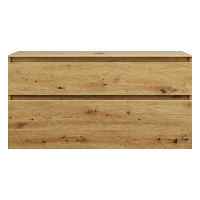 burgbad Lin20 Waschtischunterschrank mit Konsolenplatte 120 cm, 2 Auszüge, Beckenausschnitt mittig