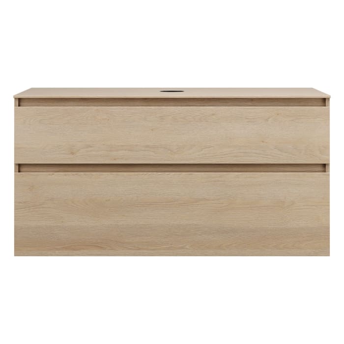 burgbad Lin20 Waschtischunterschrank mit Konsolenplatte 120 cm, 2 Auszüge, Beckenausschnitt mittig