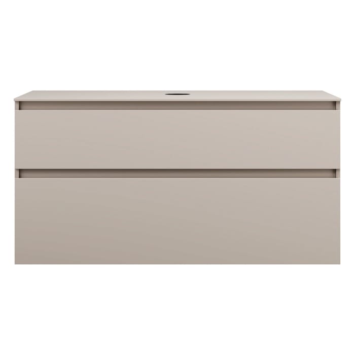 burgbad Lin20 Waschtischunterschrank mit Konsolenplatte 120 cm, 2 Auszüge, Beckenausschnitt mittig