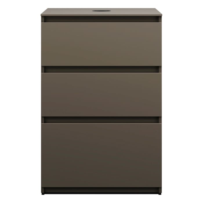 burgbad Lin20 Waschtischunterschrank mit Konsolenplatte 60 cm, 3 Auszüge, Beckenausschnitt mittig