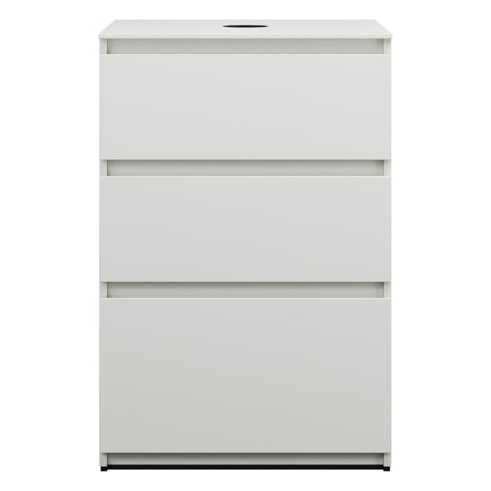 burgbad Lin20 Waschtischunterschrank mit Konsolenplatte 60 cm, 3 Auszüge, Beckenausschnitt mittig