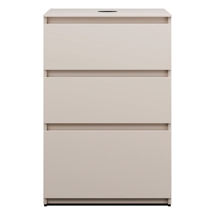 burgbad Lin20 Waschtischunterschrank mit Konsolenplatte 60 cm, 3 Auszüge, Beckenausschnitt mittig