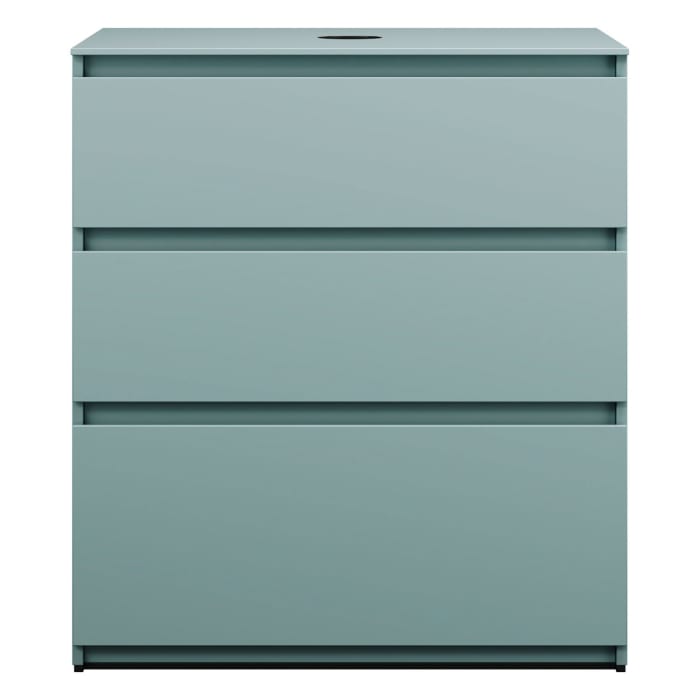 burgbad Lin20 Waschtischunterschrank mit Konsolenplatte 80 cm,  3 Auszüge, Beckenausschnitt mittig