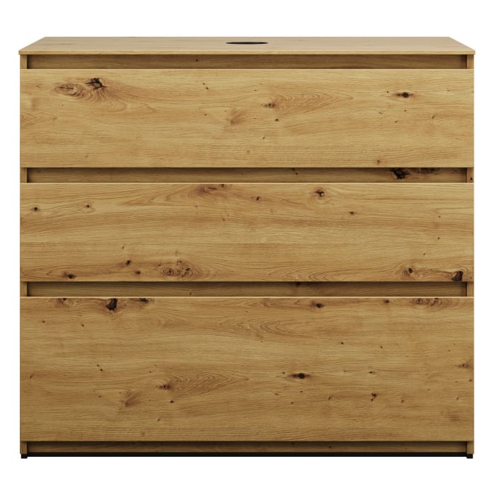 burgbad Lin20 Waschtischunterschrank mit Konsolenplatte 100 cm, 3 Auszüge, Beckenausschnitt mittig