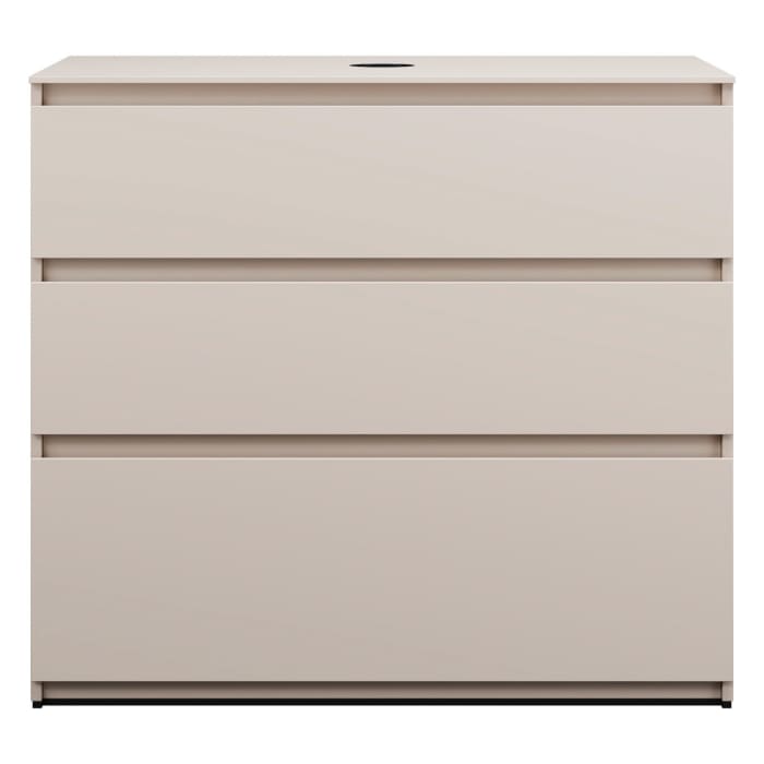 burgbad Lin20 Waschtischunterschrank mit Konsolenplatte 100 cm, 3 Auszüge, Beckenausschnitt mittig