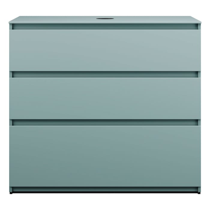 burgbad Lin20 Waschtischunterschrank mit Konsolenplatte 100 cm,  3 Auszüge, Beckenausschnitt mittig