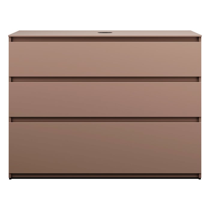 burgbad Lin20 Waschtischunterschrank mit Konsolenplatte 120 cm, 3 Auszüge, Beckenausschnitt mittig