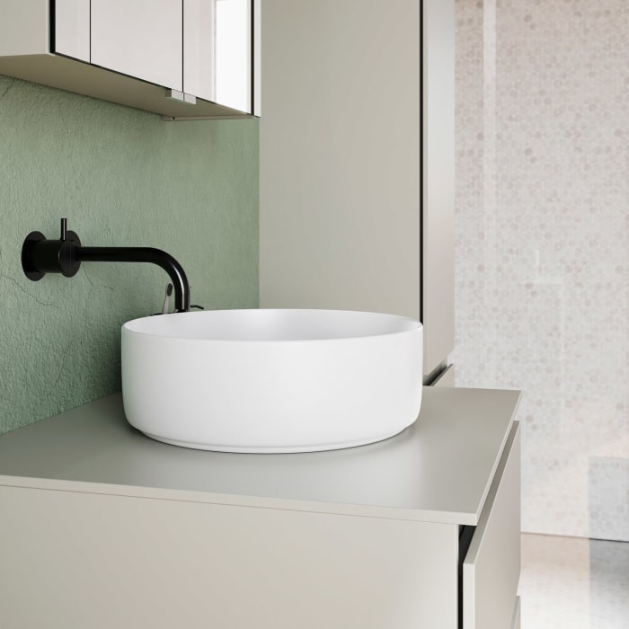 burgbad Lin20 Waschtischunterschrank mit Konsolenplatte 60 cm,  2 Auszüge, Beckenausschnitt mittig