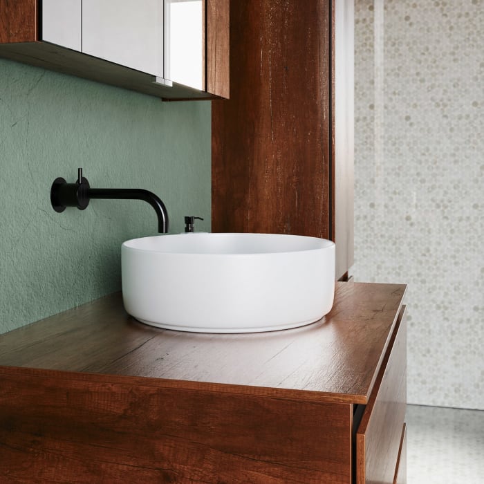 burgbad Lin20 Waschtischunterschrank mit Konsolenplatte 80 cm, 2 Auszüge, Beckenausschnitt mittig