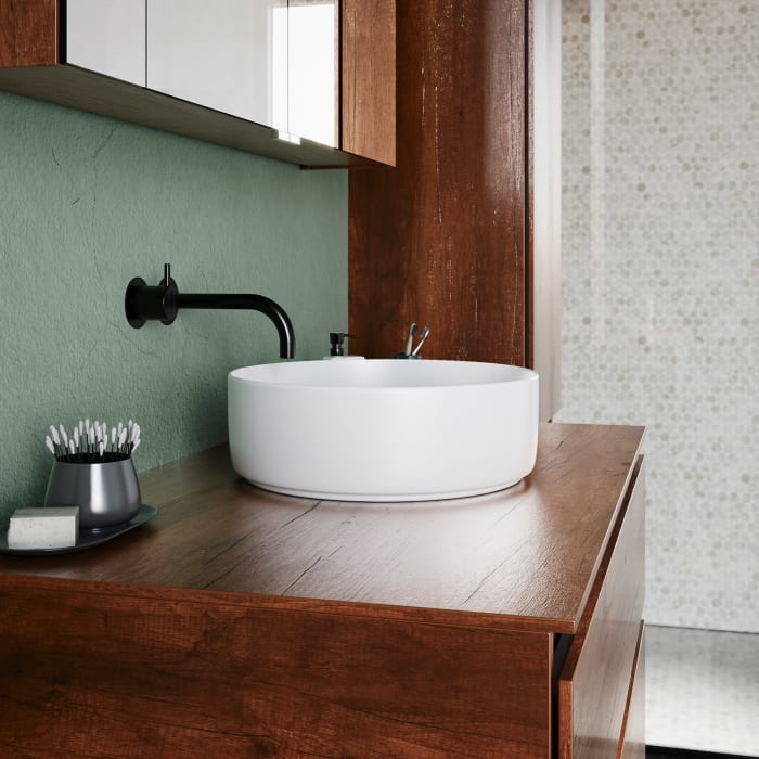 burgbad Lin20 Waschtischunterschrank mit Konsolenplatte 100 cm, 2 Auszüge, Beckenausschnitt mittig