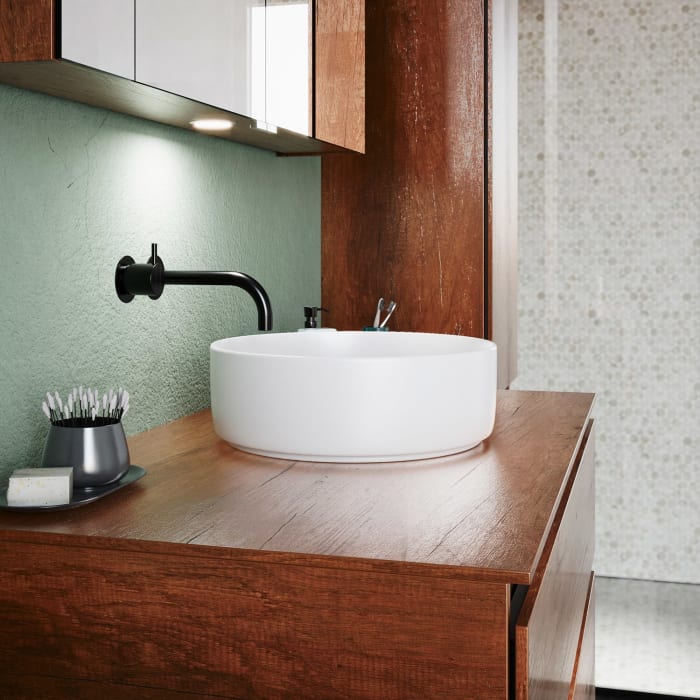 burgbad Lin20 Waschtischunterschrank mit Konsolenplatte 100 cm, 3 Auszüge, Beckenausschnitt mittig