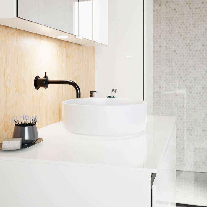 burgbad Lin20 Waschtischunterschrank mit Konsolenplatte 100 cm, 3 Auszüge, Beckenausschnitt mittig