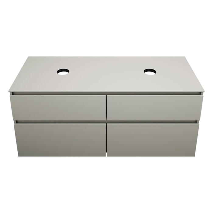 burgbad Lin20 Waschtischunterschrank mit Konsolenplatte 140 cm, 4 Auszüge, Beckenausschnitt links und rechts