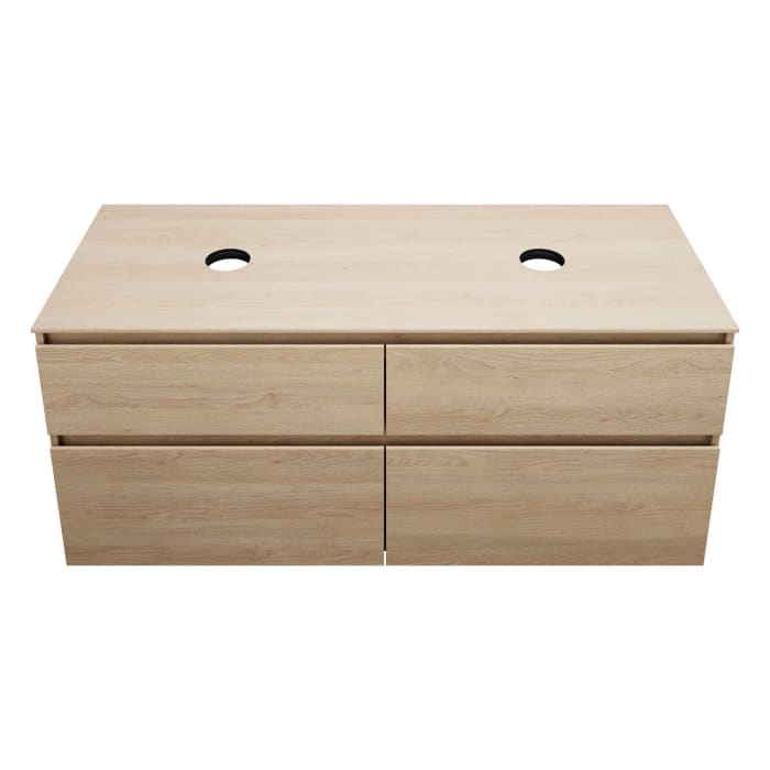 burgbad Lin20 Waschtischunterschrank mit Konsolenplatte 140 cm, 4 Auszüge, Beckenausschnitt links und rechts