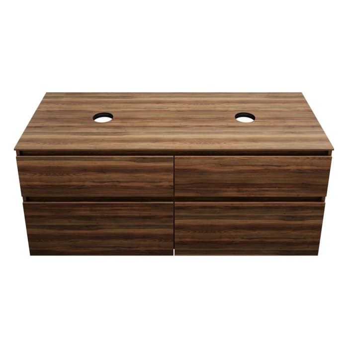 burgbad Lin20 Waschtischunterschrank mit Konsolenplatte 140 cm, 4 Auszüge, Beckenausschnitt links und rechts