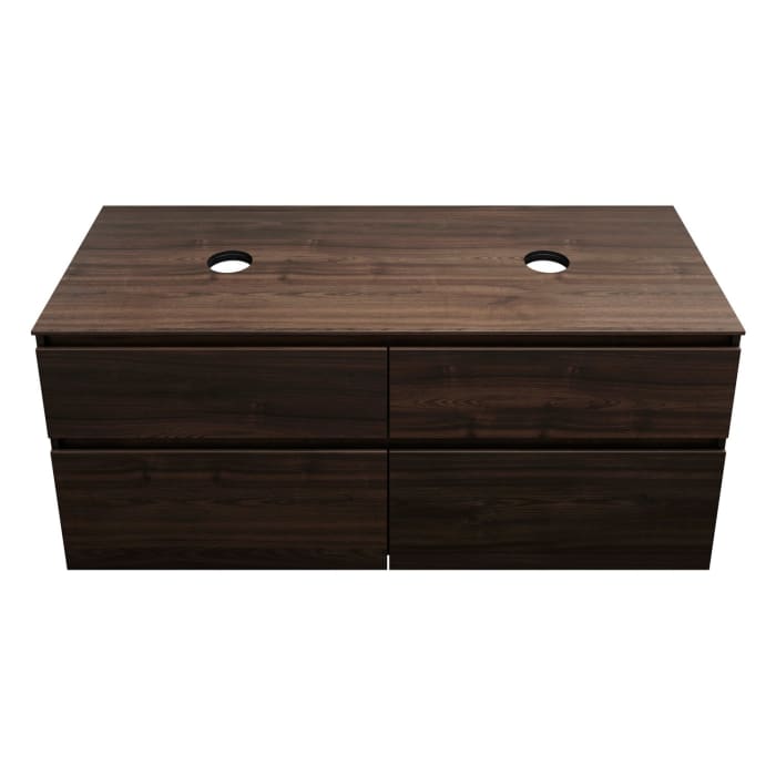 burgbad Lin20 Waschtischunterschrank mit Konsolenplatte 140 cm, 4 Auszüge, Beckenausschnitt links und rechts