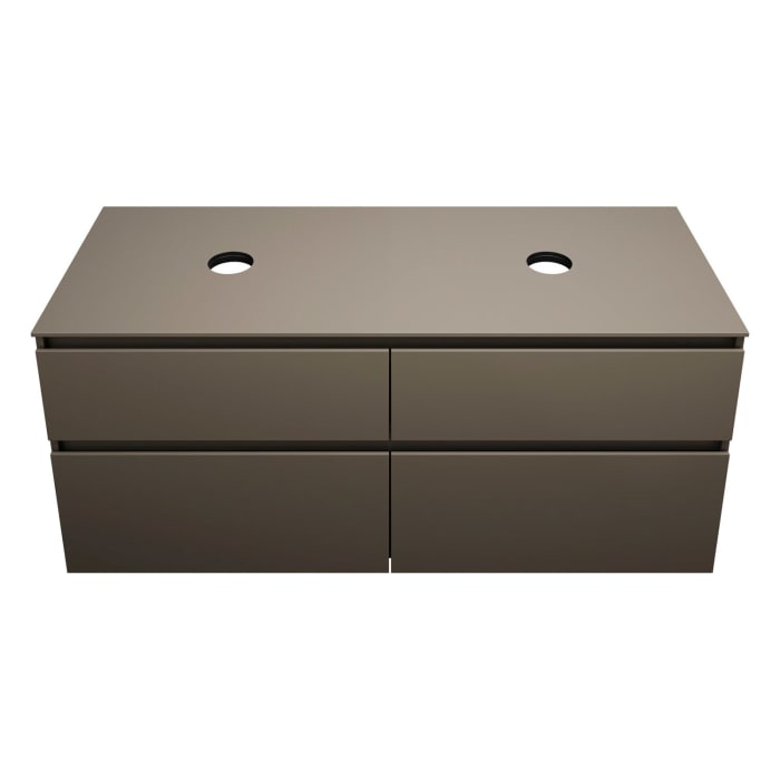 burgbad Lin20 Waschtischunterschrank mit Konsolenplatte 140 cm, 4 Auszüge, Beckenausschnitt links und rechts