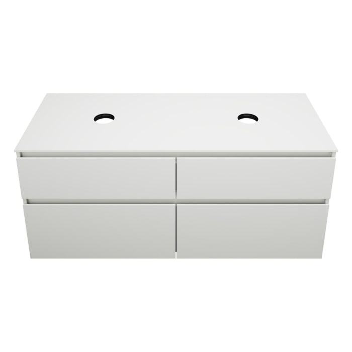 burgbad Lin20 Waschtischunterschrank mit Konsolenplatte 140 cm, 4 Auszüge, Beckenausschnitt links und rechts