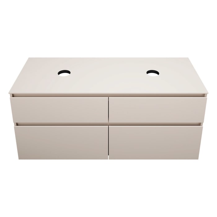 burgbad Lin20 Waschtischunterschrank mit Konsolenplatte 140 cm, 4 Auszüge, Beckenausschnitt links und rechts