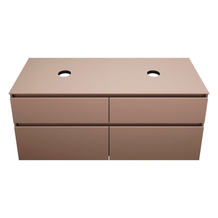 burgbad Lin20 Waschtischunterschrank mit Konsolenplatte 140 cm, 4 Auszüge, Beckenausschnitt links und rechts