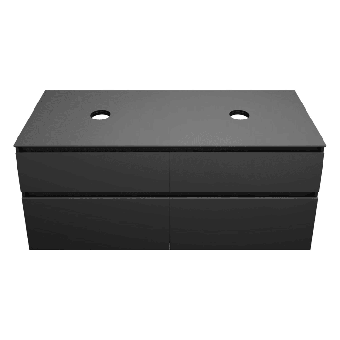 burgbad Lin20 Waschtischunterschrank mit Konsolenplatte 140 cm, 4 Auszüge, Beckenausschnitt links und rechts