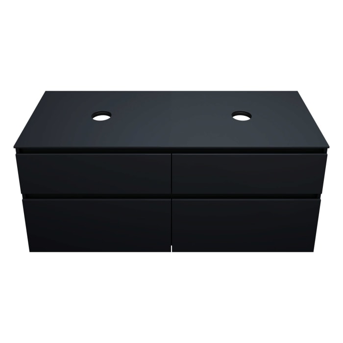 burgbad Lin20 Waschtischunterschrank mit Konsolenplatte 140 cm, 4 Auszüge, Beckenausschnitt links und rechts