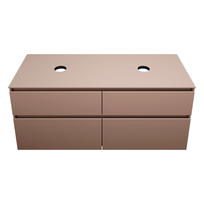 burgbad Lin20 Waschtischunterschrank mit Konsolenplatte 140 cm, 4 Auszüge, Beckenausschnitt links und rechts