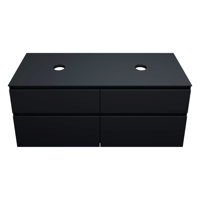 burgbad Lin20 Waschtischunterschrank mit Konsolenplatte 140 cm, 4 Auszüge, Beckenausschnitt links und rechts
