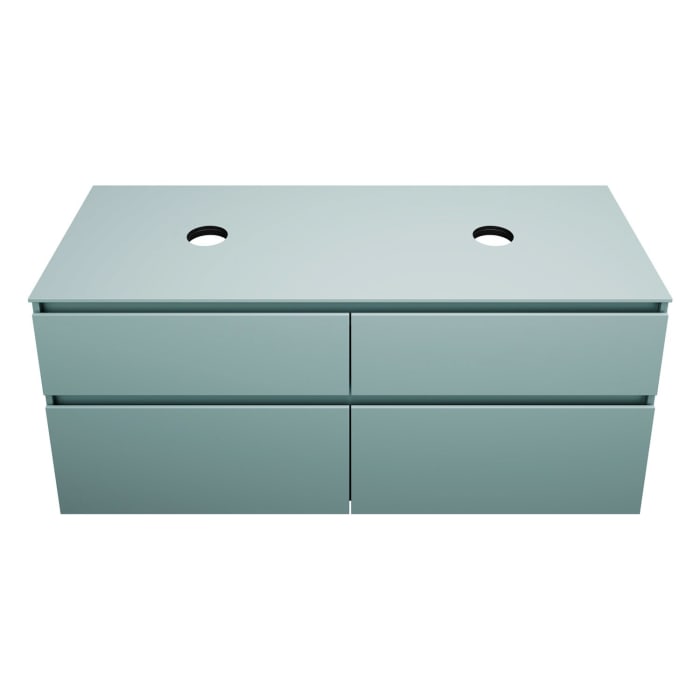 burgbad Lin20 Waschtischunterschrank mit Konsolenplatte 140 cm, 4 Auszüge, Beckenausschnitt links und rechts