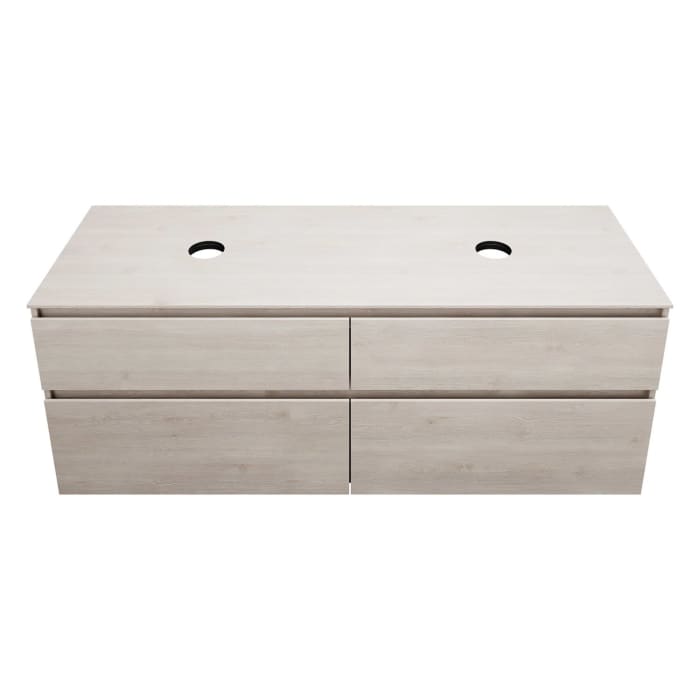 burgbad Lin20 Waschtischunterschrank mit Konsolenplatte 160 cm, 4 Auszüge, Beckenausschnitt links und rechts