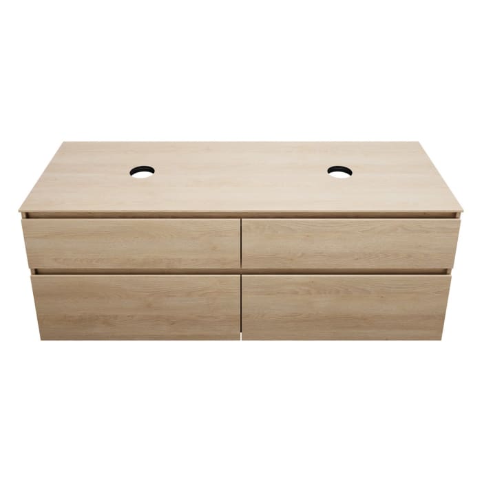 burgbad Lin20 Waschtischunterschrank mit Konsolenplatte 160 cm, 4 Auszüge, Beckenausschnitt links und rechts