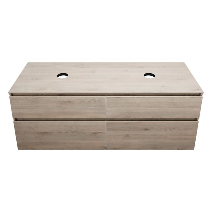 burgbad Lin20 Waschtischunterschrank mit Konsolenplatte 160 cm, 4 Auszüge, Beckenausschnitt links und rechts