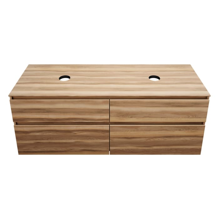 burgbad Lin20 Waschtischunterschrank mit Konsolenplatte 160 cm, 4 Auszüge, Beckenausschnitt links und rechts