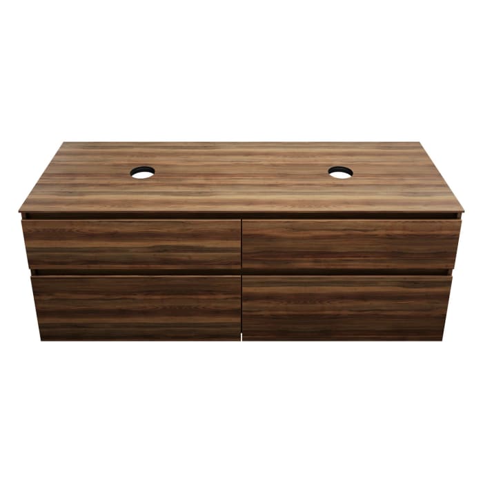 burgbad Lin20 Waschtischunterschrank mit Konsolenplatte 160 cm, 4 Auszüge, Beckenausschnitt links und rechts