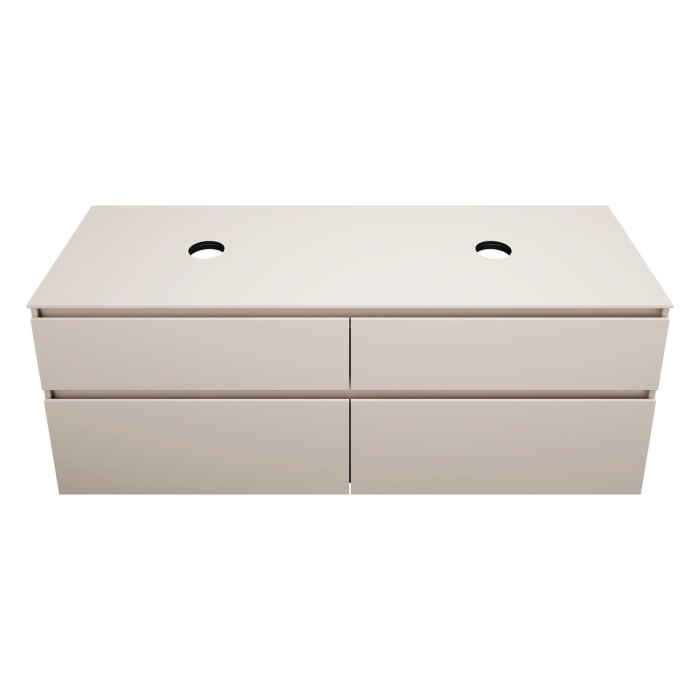 burgbad Lin20 Waschtischunterschrank mit Konsolenplatte 160 cm, 4 Auszüge, Beckenausschnitt links und rechts