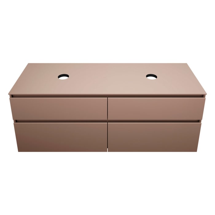 burgbad Lin20 Waschtischunterschrank mit Konsolenplatte 160 cm, 4 Auszüge, Beckenausschnitt links und rechts