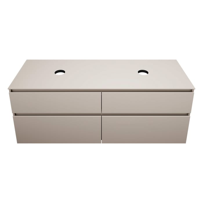 burgbad Lin20 Waschtischunterschrank mit Konsolenplatte 160 cm, 4 Auszüge, Beckenausschnitt links und rechts