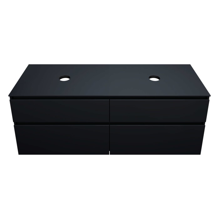 burgbad Lin20 Waschtischunterschrank mit Konsolenplatte 160 cm, 4 Auszüge, Beckenausschnitt links und rechts