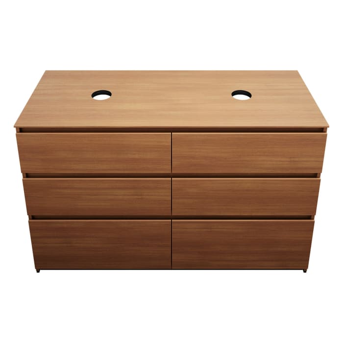 burgbad Lin20 Waschtischunterschrank mit Konsolenplatte 140 cm, 6 Auszüge, Beckenausschnitt links und rechts