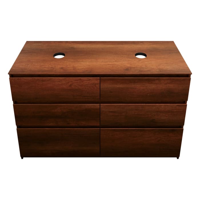 burgbad Lin20 Waschtischunterschrank mit Konsolenplatte 140 cm, 6 Auszüge, Beckenausschnitt links und rechts