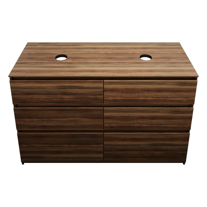 burgbad Lin20 Waschtischunterschrank mit Konsolenplatte 140 cm, 6 Auszüge, Beckenausschnitt links und rechts