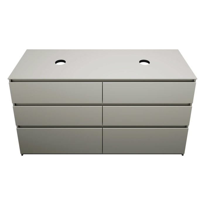 burgbad Lin20 Waschtischunterschrank mit Konsolenplatte 160 cm, 6 Auszüge, Beckenausschnitt links und rechts